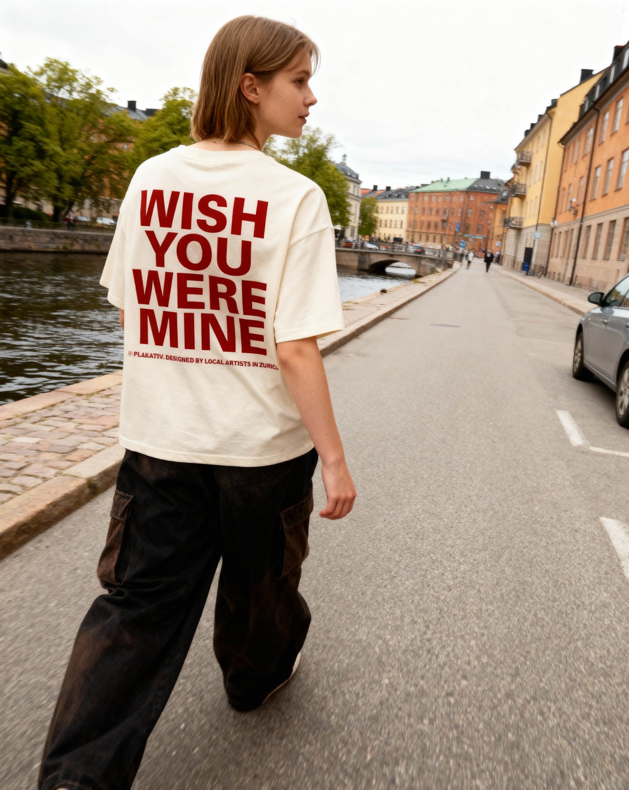 «Wish you were mine» Backprint Heavy weight tee White