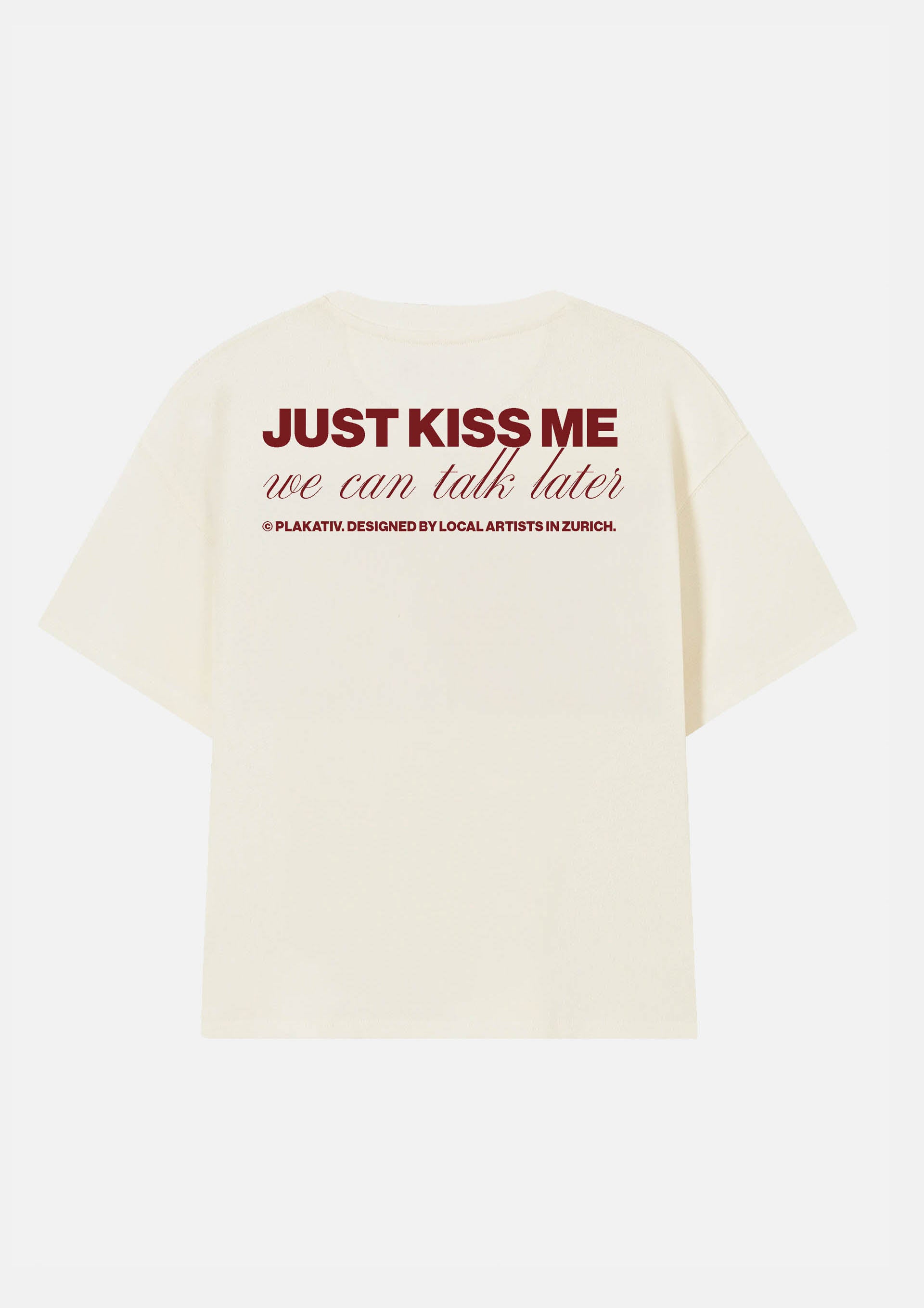 «Just kiss me» Backprint Heavy weight tee White