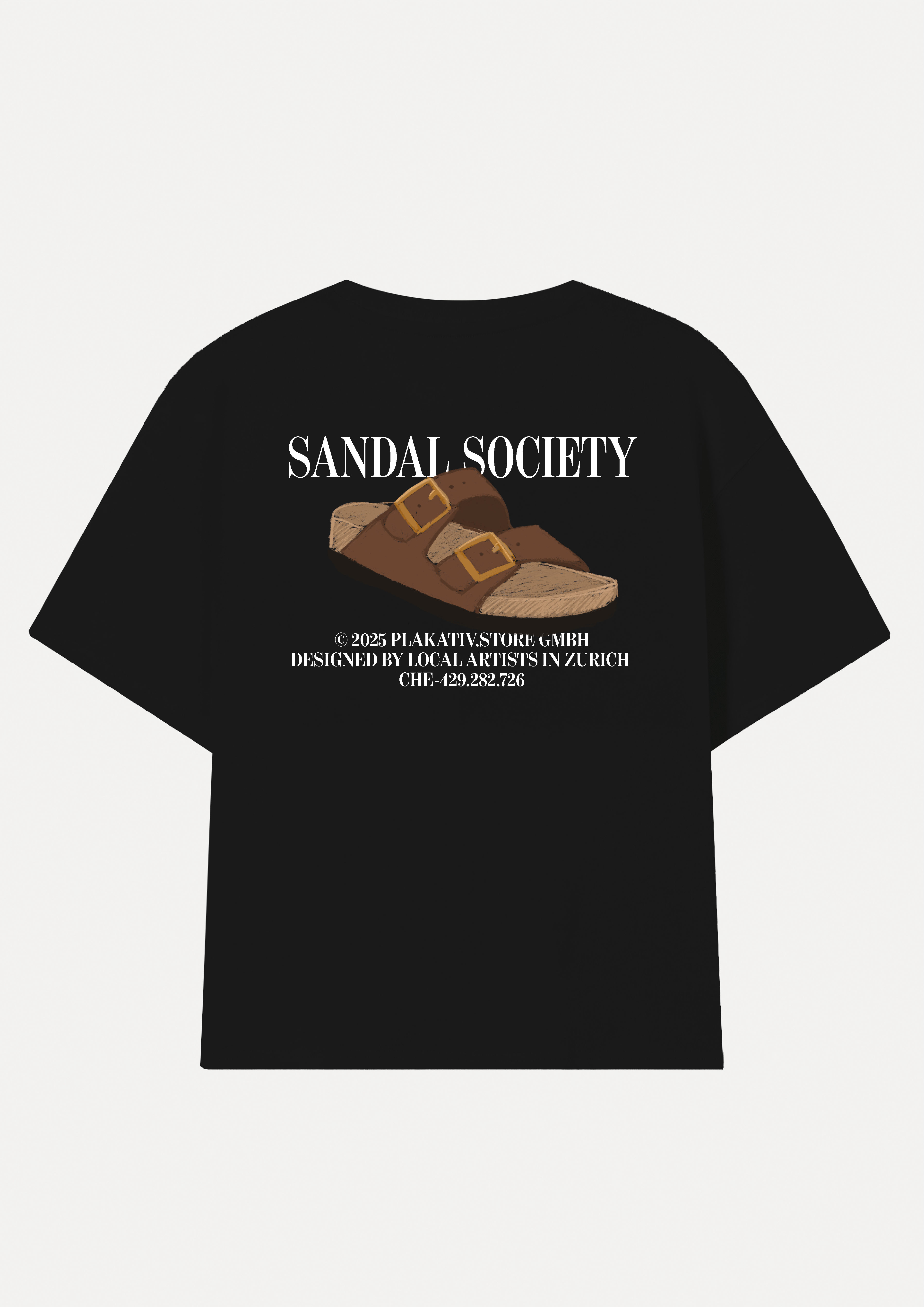 «Sandal Society» Backprint Heavy weight tee Black