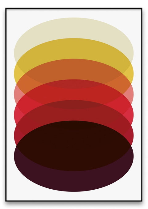 Eine Grafik Design Farbpalette eines Kreises in Rot, Orange, Gelb und Braun auf einem weißen Hintergrund mit den Farben von Wein 03.