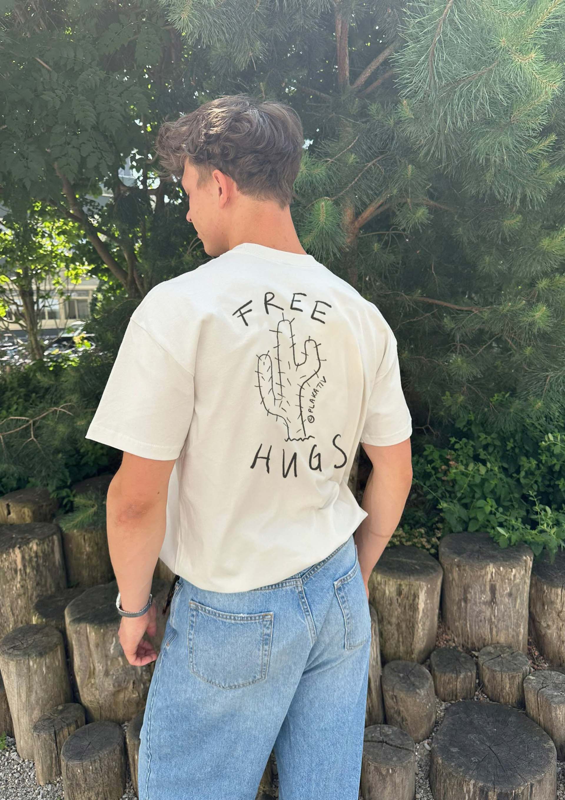 «Free Hugs» Backprint Heavy weight tee White