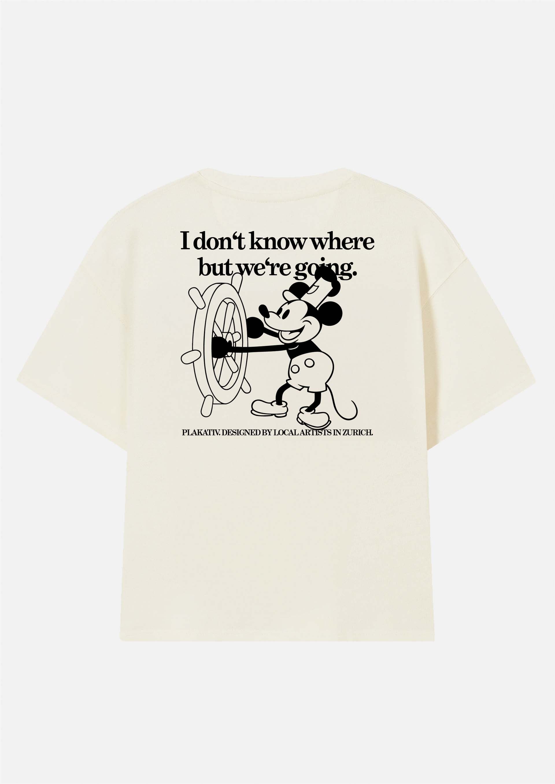 «I don't know where but we're going» Mickey Mouse Backprint Heavy weight tee White
