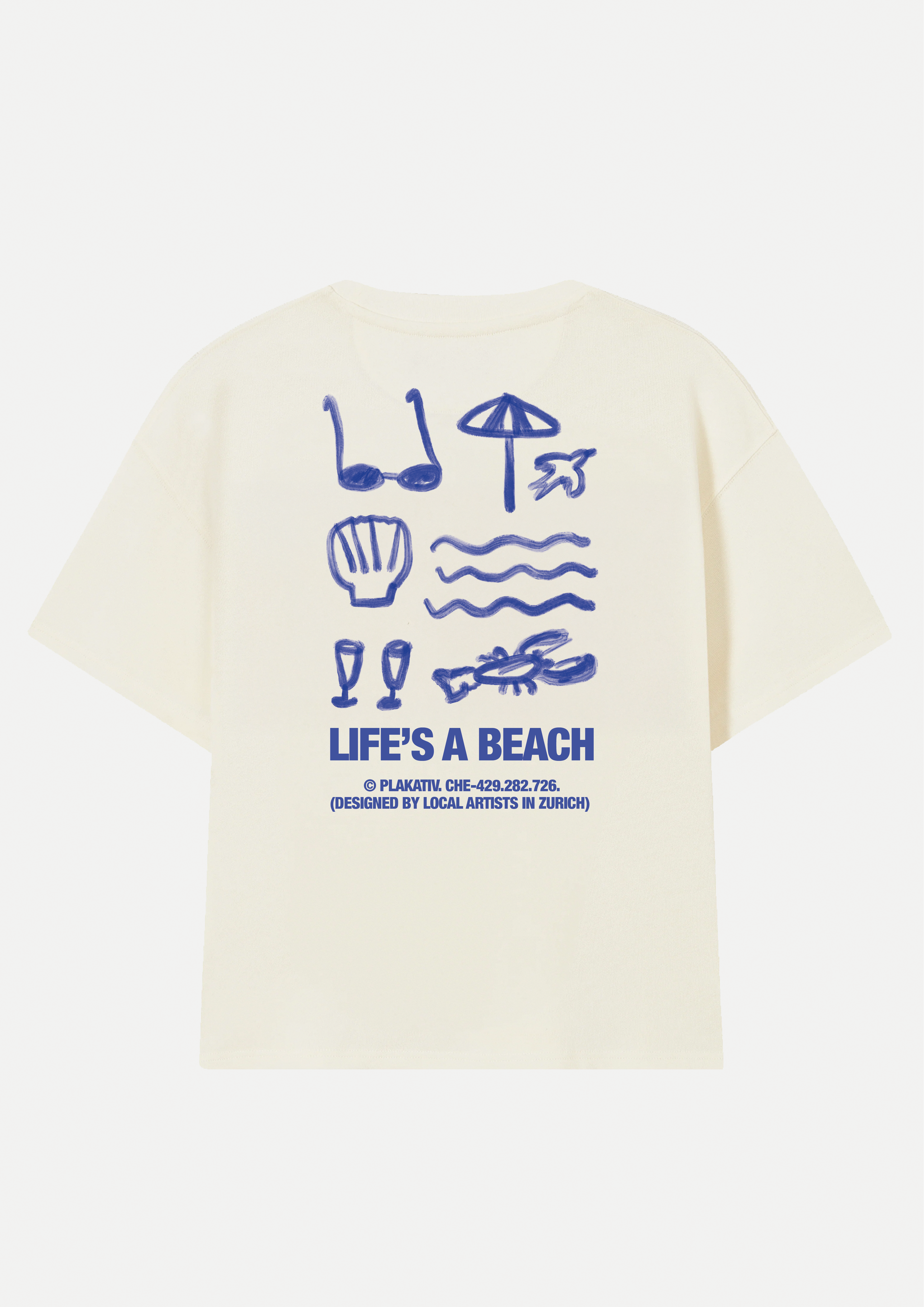 «Life is a Beach» Backprint Heavy weight tee White