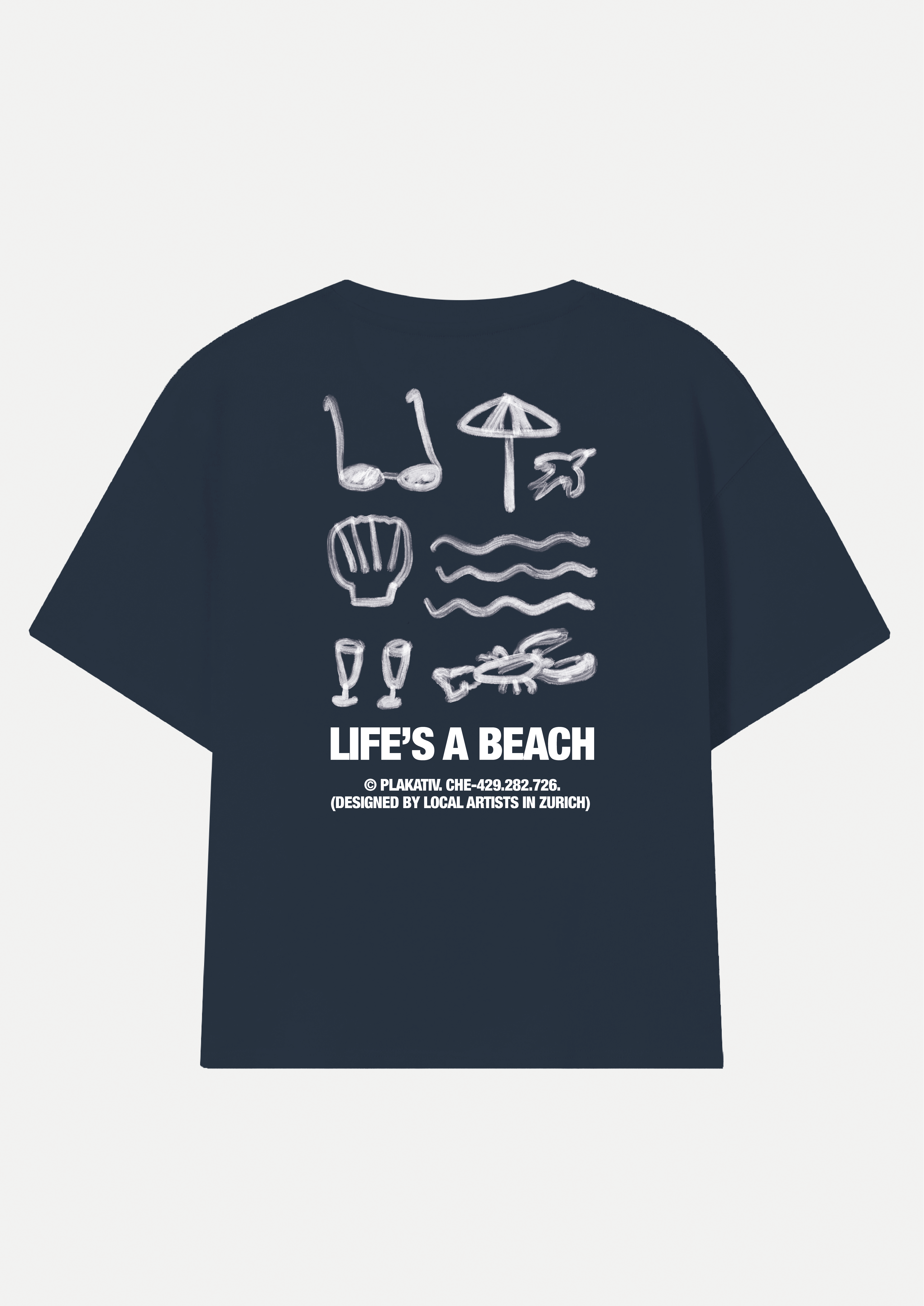 «Life is a Beach» Backprint Heavy weight tee Blue