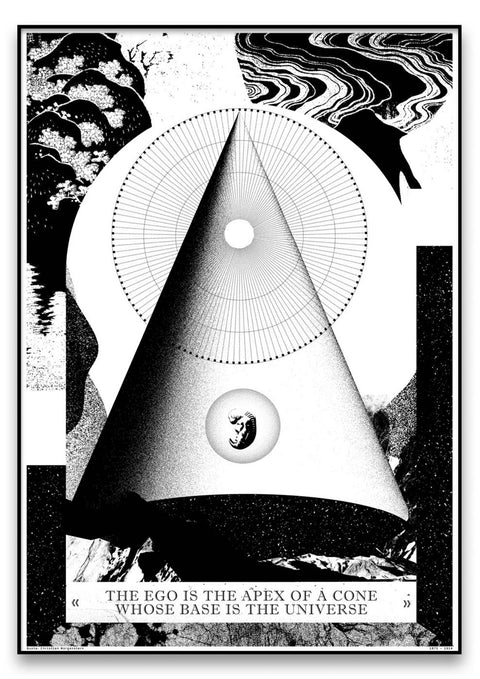 Ein Schwarz-Weiß-Poster mit einem Bild von Christian Morgenstern, mit texturierten Mustern.