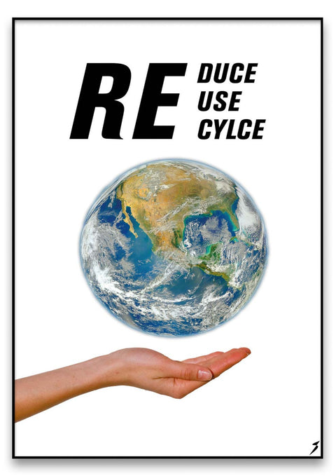 Eine Hand, die einen Klimawandel hält, ist ein wahrer Schatz mit der Aufschrift „Re Due Use Cycle“.