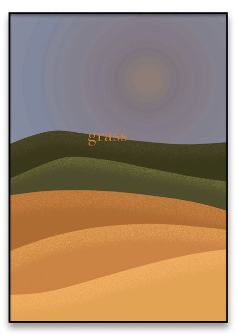 Ein Gemälde einer Wüstenlandschaft mit einem natürlichen Sandhügelhintergrund.