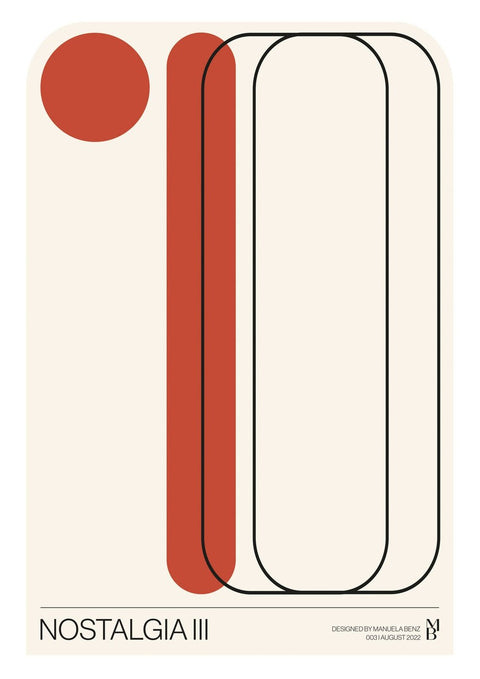 Ein Poster mit dem Produkt Nostalgia III darauf, das eine minimalistische Anordnung aufweist.