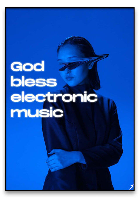 Gott segne das Poster „Wir lieben Techno“.