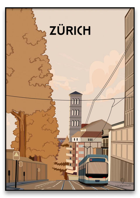 Ein Zürich-Poster mit Herbstfarben.
