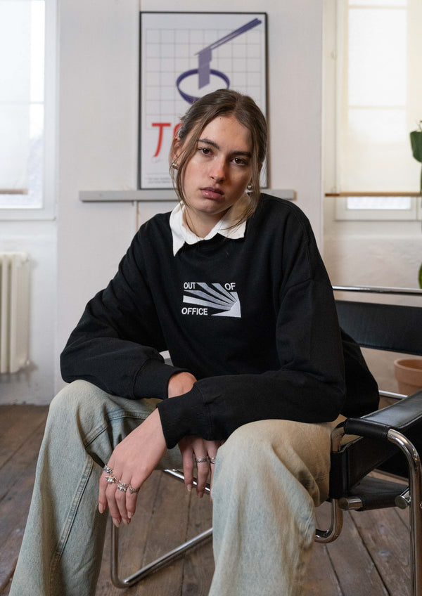 "Out Of Office" Embroided Heavy Weight Sweater