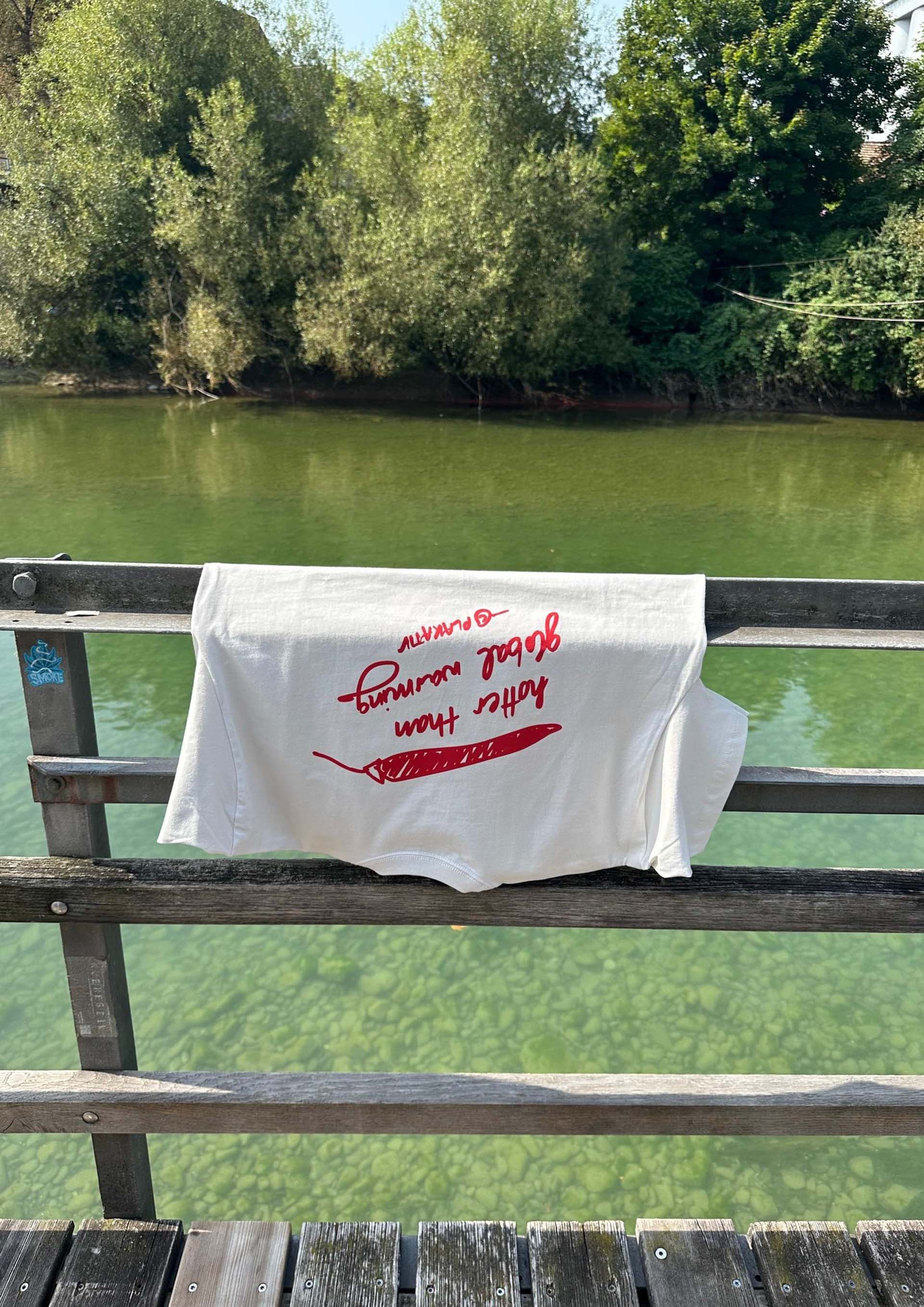 «Hotter than Global Warming» Backprint Heavy weight tee White