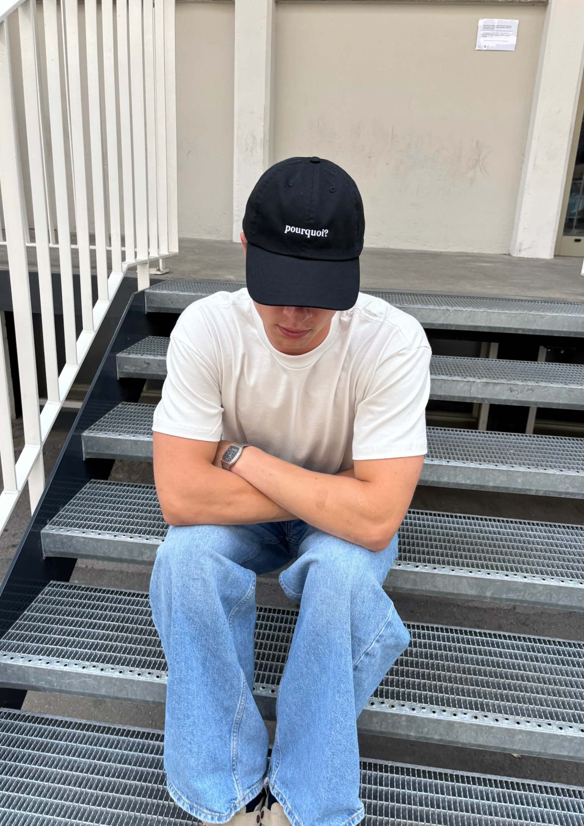 "pourquoi?" Cotton Cap