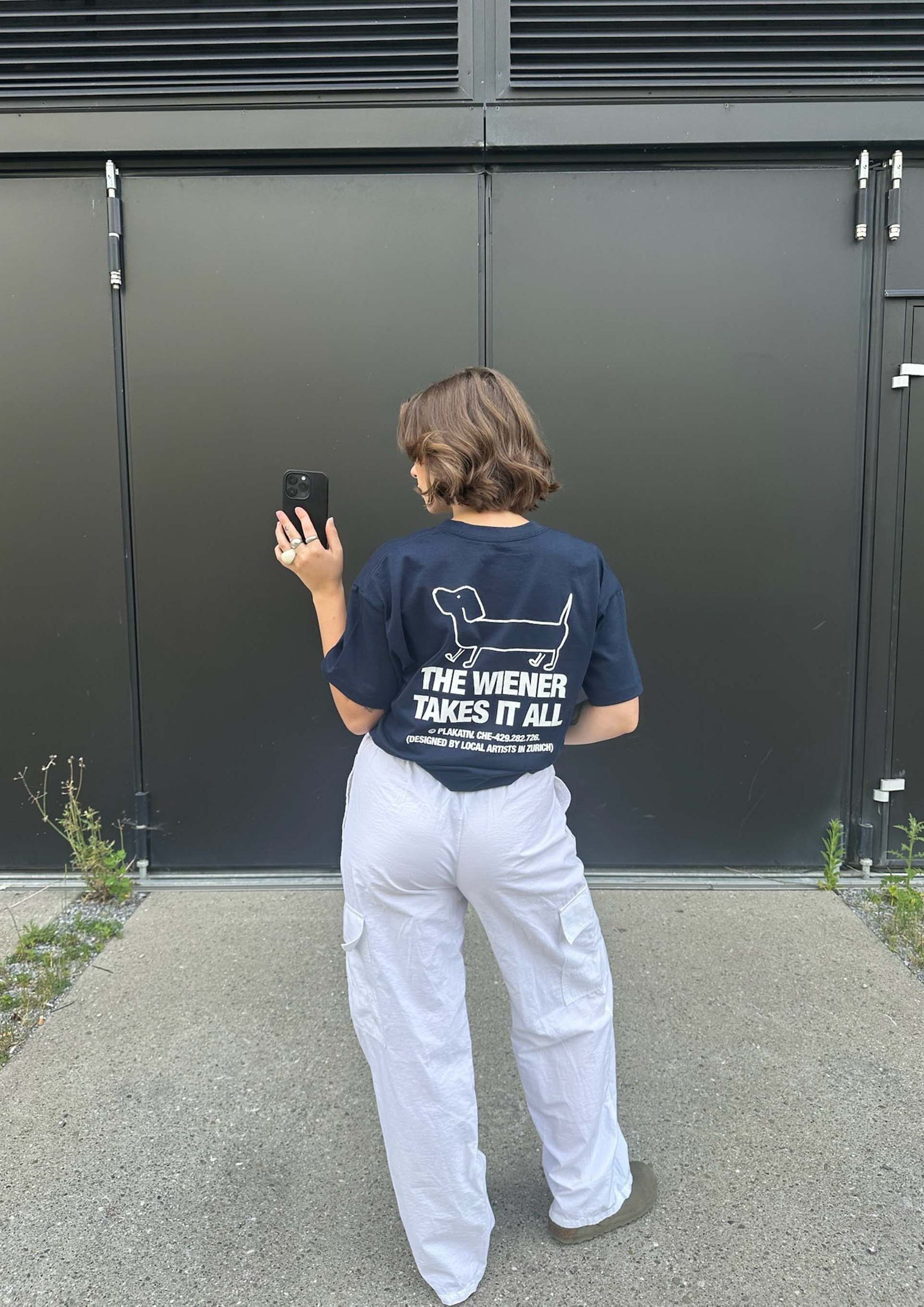 «The Wiener Takes It All» Backprint Heavy weight tee Blue