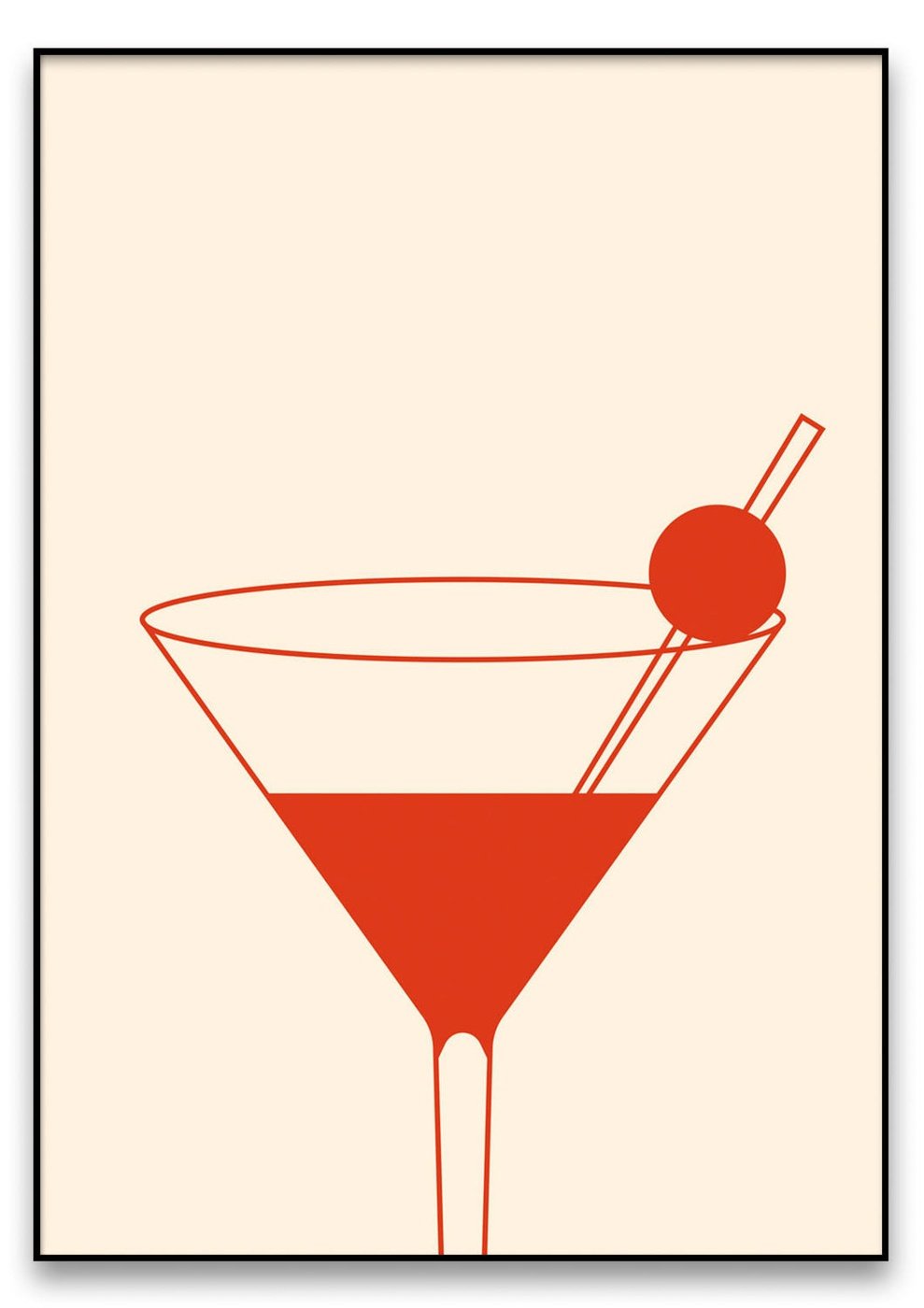 Ein minimalistisches Design MARTINI PLEASE mit einer Kirsche oben.