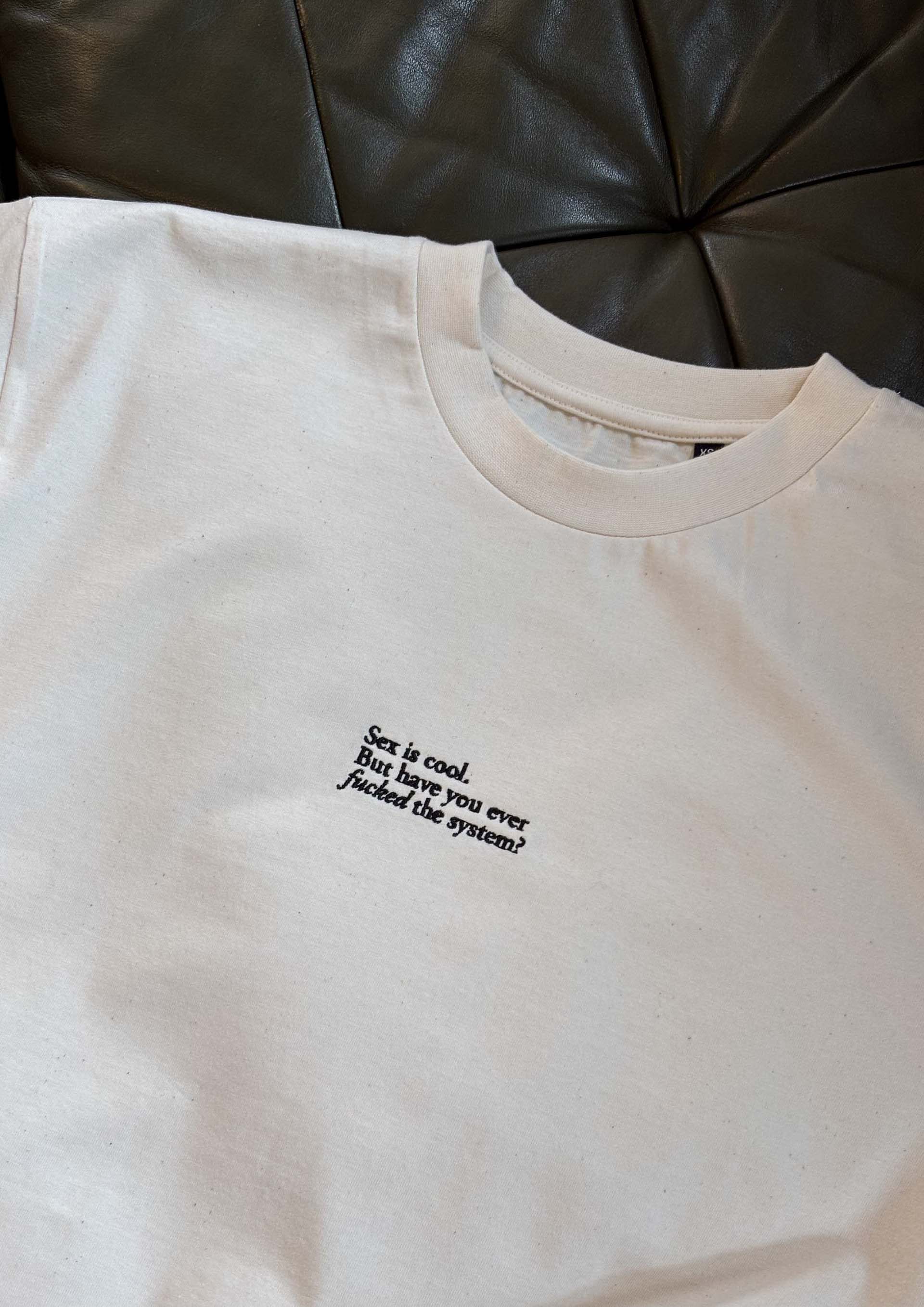 «F the system» Stickerei Super oversize tee
