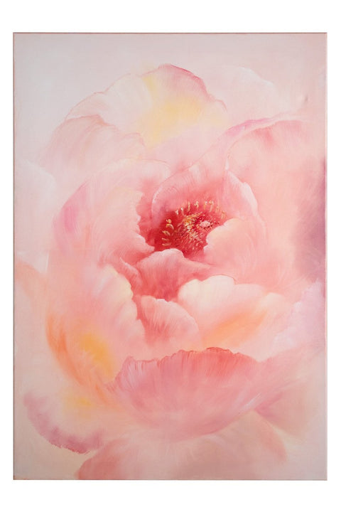 Eine Rosemalerei einer rosa Rose auf einem weißen Hintergrund.
