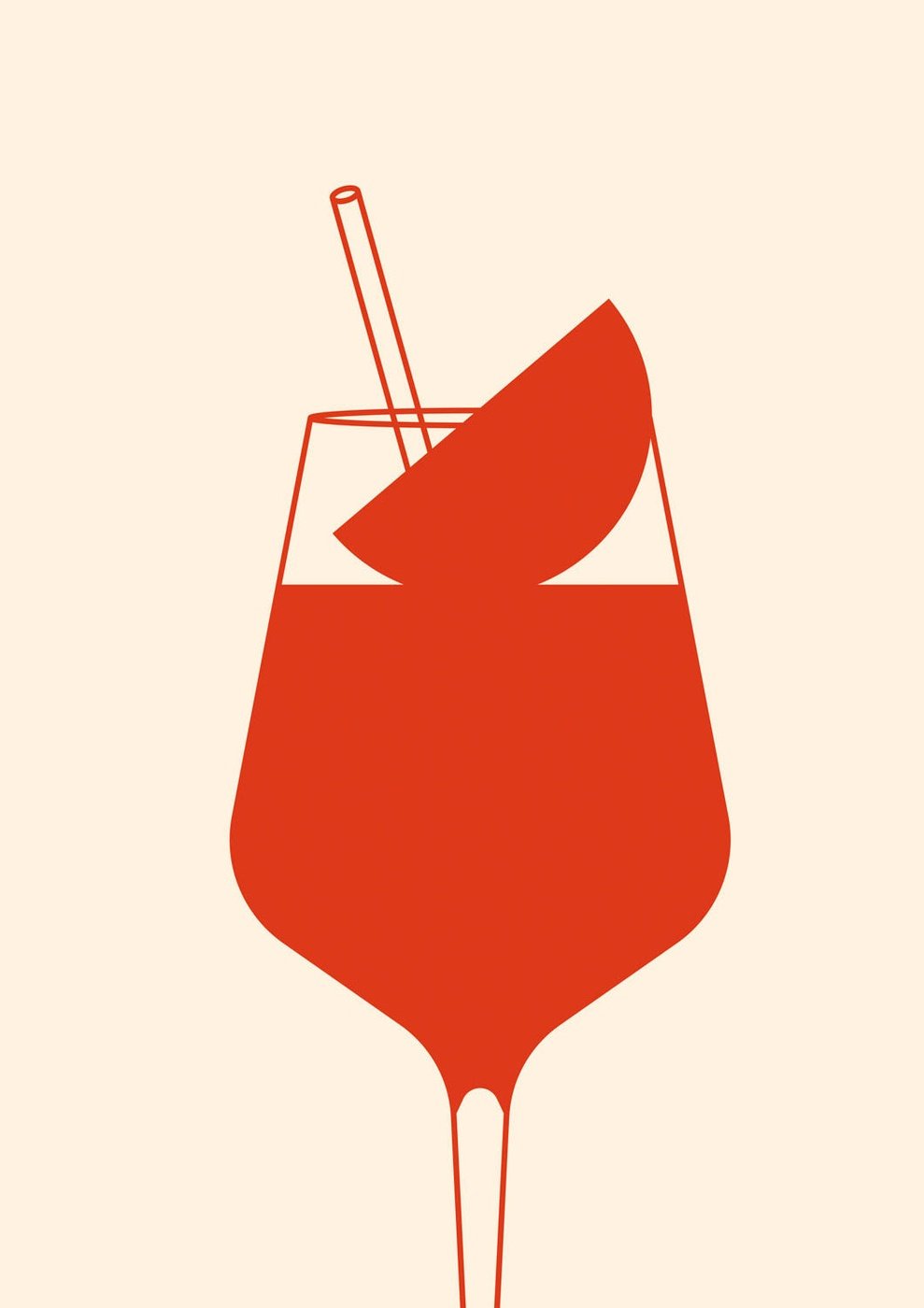 Eine Illustration eines SPRITZ PLEASE mit einer Orangenscheibe in der Stil-Kategorie Malerei & Illustration.