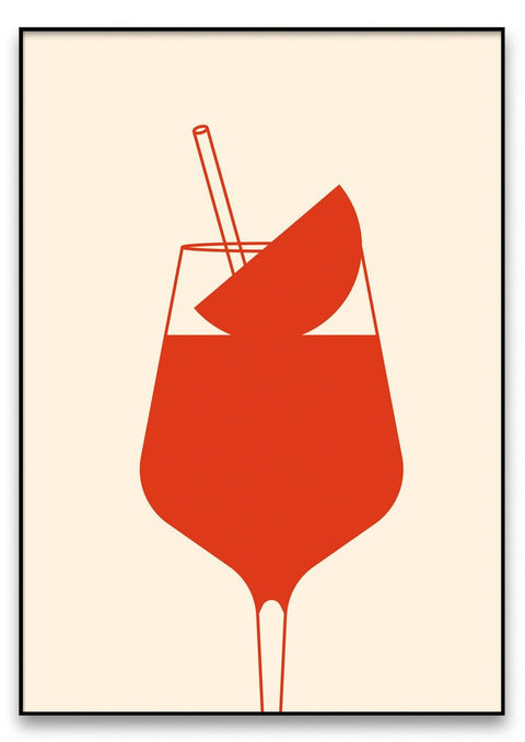 Eine Malerei & Illustration eines SPRITZ PLEASE in einem Glas mit einer Orangenscheibe.