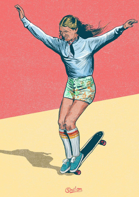 Ein Skate Girl im Retro-Stil.