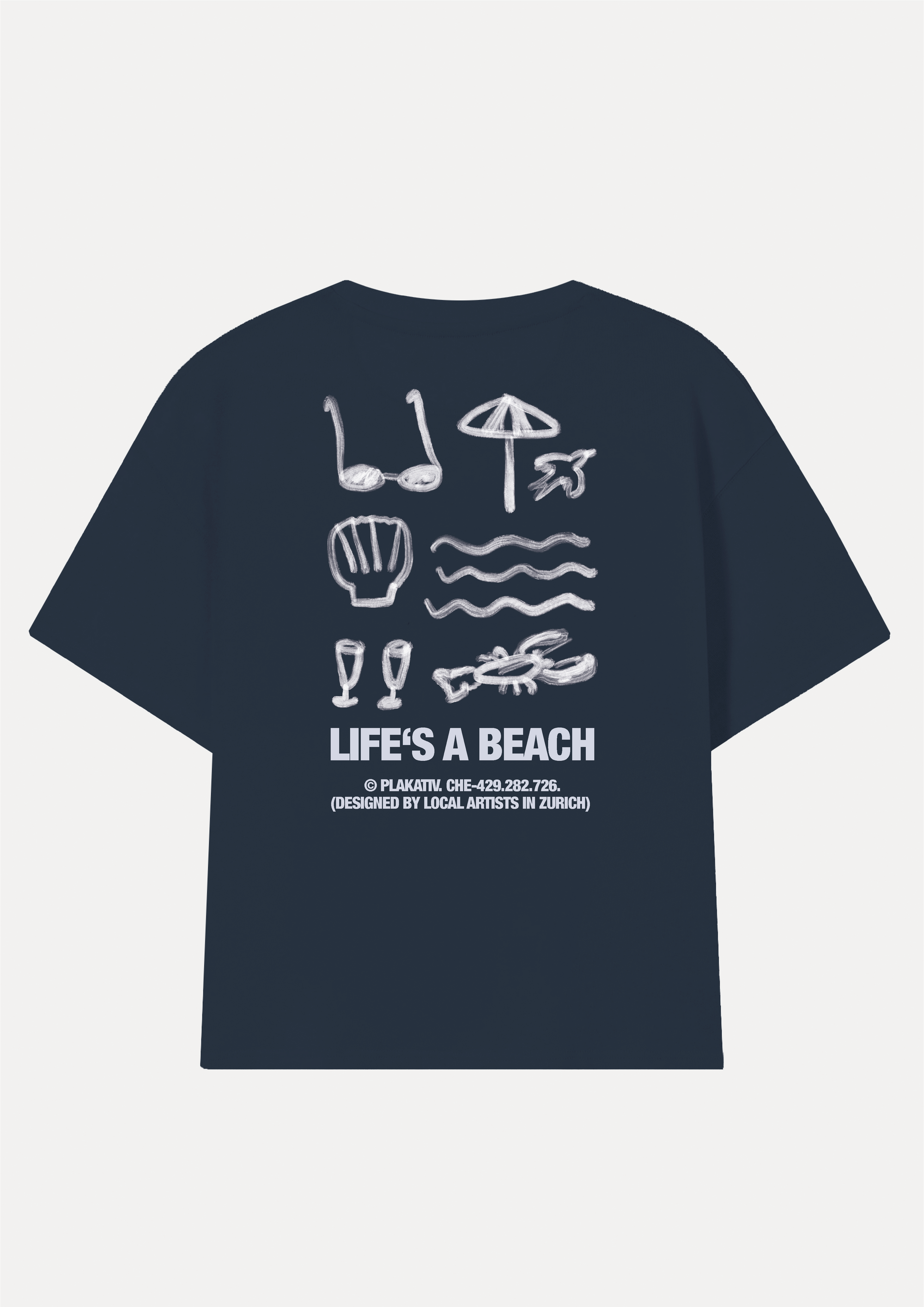 «Life is a Beach» Backprint Heavy weight tee Blue