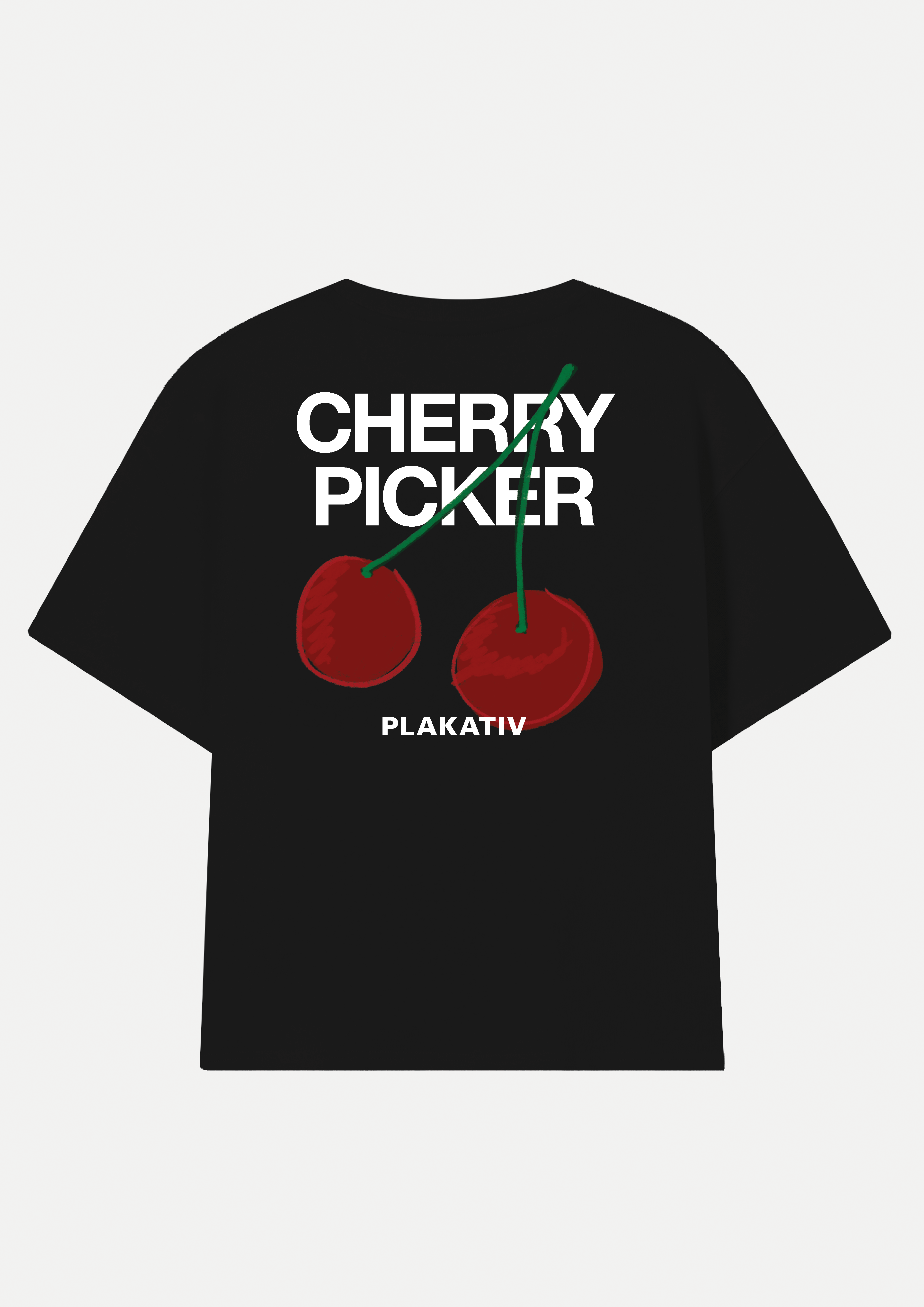 «Cherry Picker» Backprint Heavy weight tee White Black