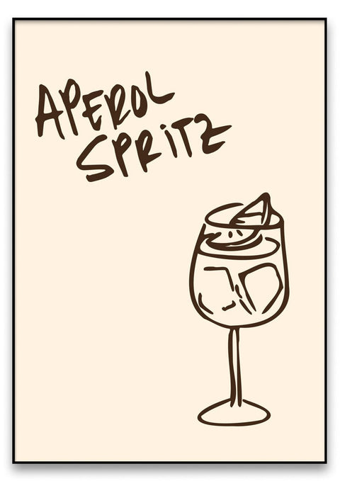 Apollo Aperol Spritz – eine handgezeichnete Illustration eines Glases Aperitif für kunstschaffende Künstler.