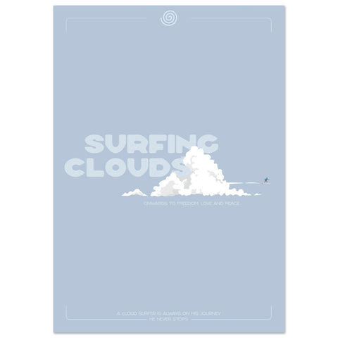 Ein cloudsurfer Poster, gestaltet in Blautönen.