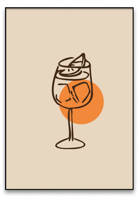 Ein Grafikdesign eines Color Your Spritz in einem Glas vor einem beigen Hintergrund.