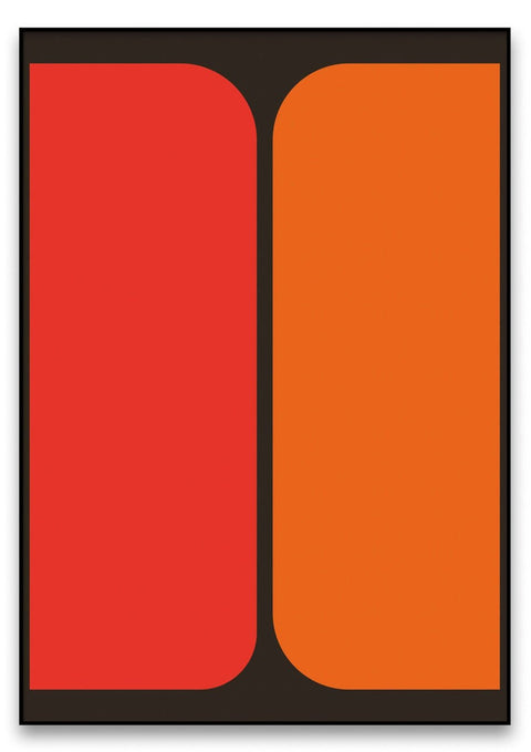 Eine rote und orange Geometrie 03 auf einem schwarzen Hintergrund.