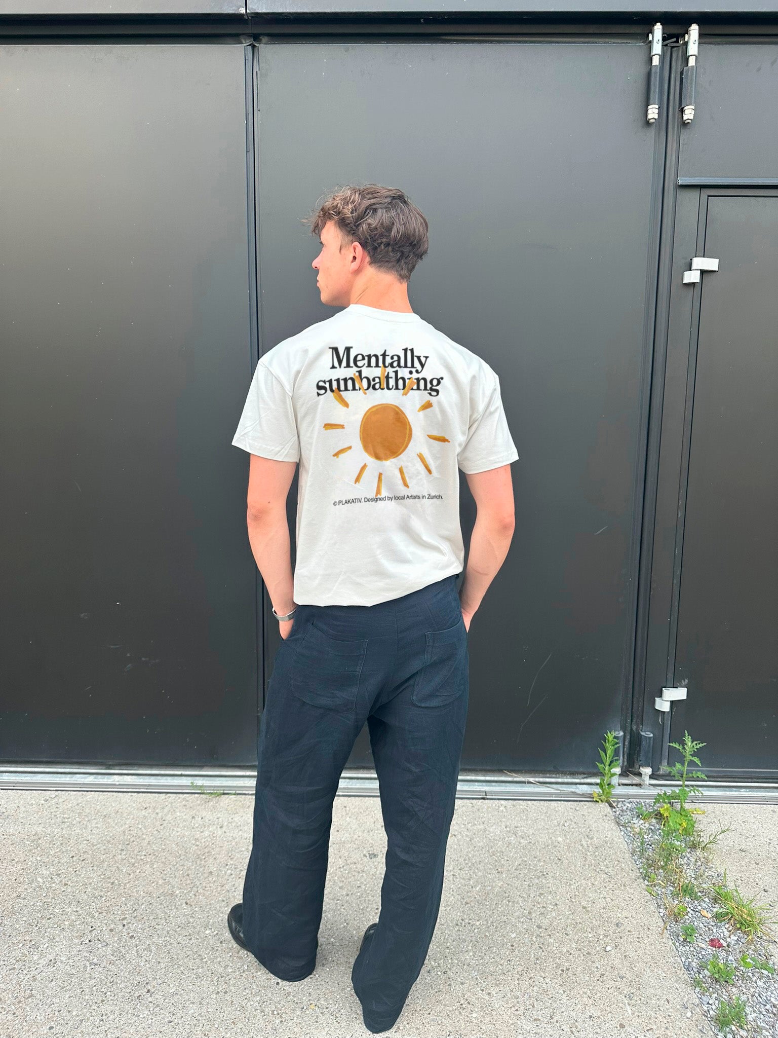 «Mentally sunbathing» Backprint Heavy weight tee White