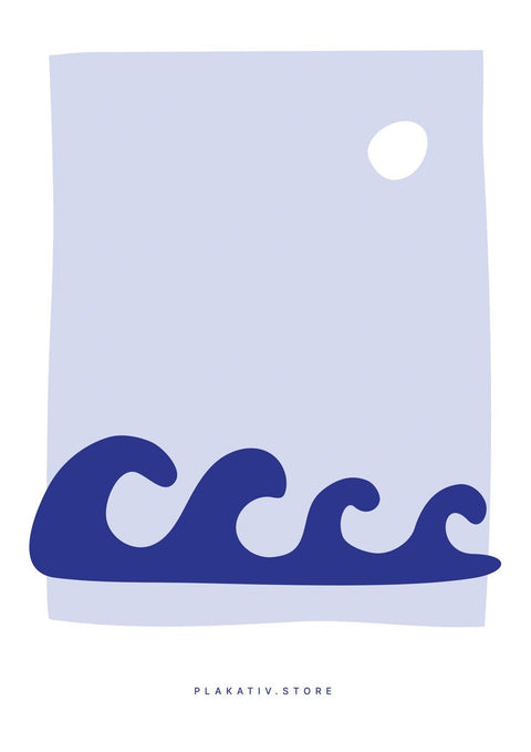 Eine blau-weiße Illustration einer Welle im Ozean.