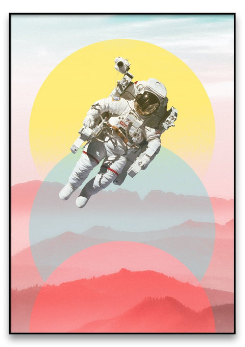 Ein bildender Künstler schafft ein lebendiges Gemälde, während er in [Astronaut] schwebt.