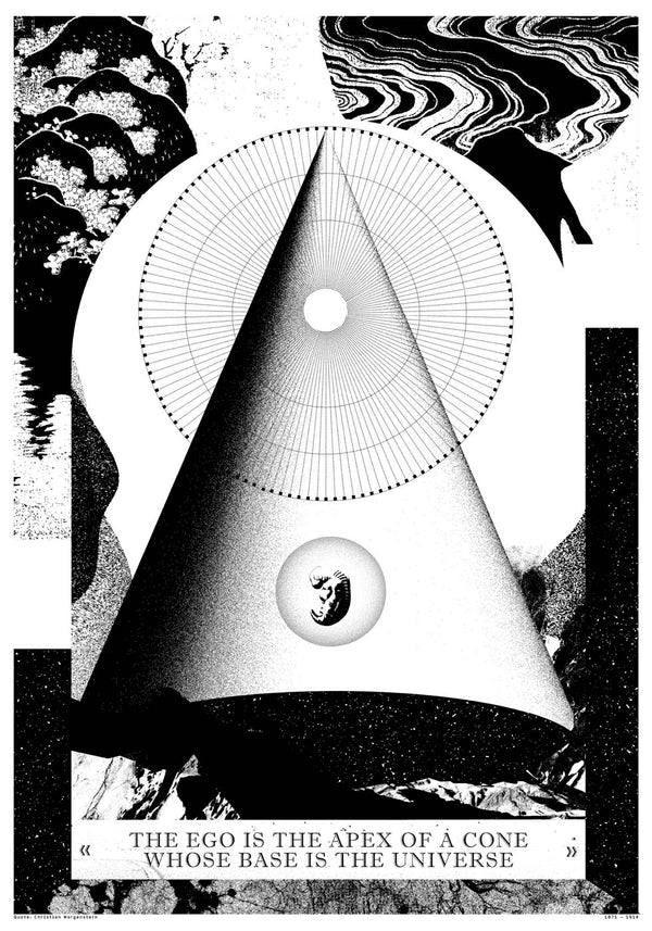 Der christliche Morgenstern liegt im Auge des Betrachters, inmitten einer Collage geometrischer Formen.