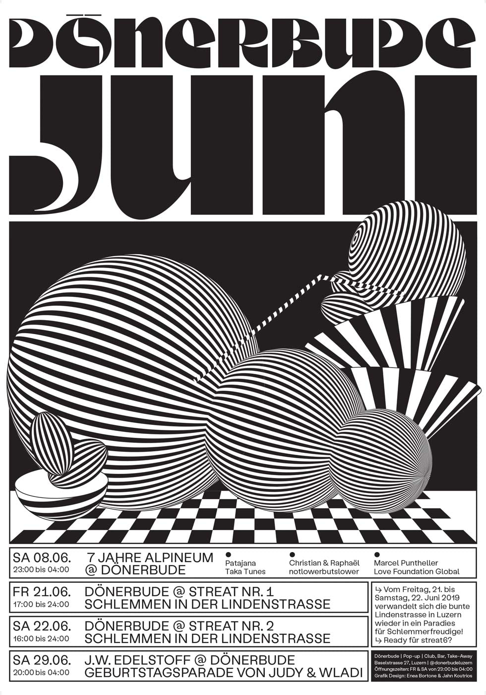 Ein Schwarz-Weiß-Plakat für die Dönerbude Pop-Up Luzern.