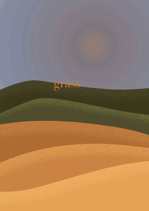 Eine Illustration eines Hügels mit dem Wort „Grass“ darauf geschrieben.