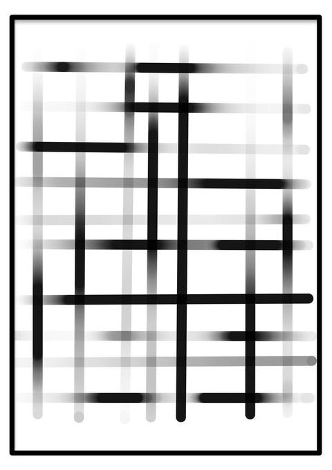 Ein schwarz-weißes Plakatbild eines Liniengitters.