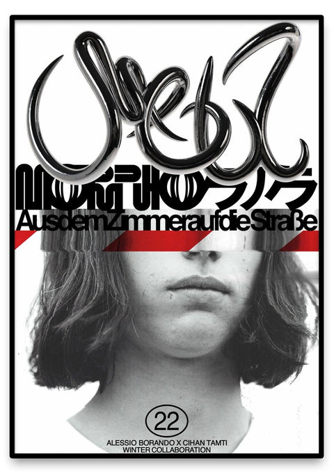 Das Cover von Meta 3 von Alessio X Cihan zeigt eine Collage mit dem Gesicht einer Frau, die sich mit dem Thema Identität durch Grafikdesign beschäftigt.