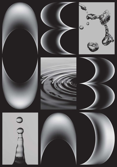 Eine monochrome Fotografie eines Wassertropfens auf einem Neubad Werbeplakat