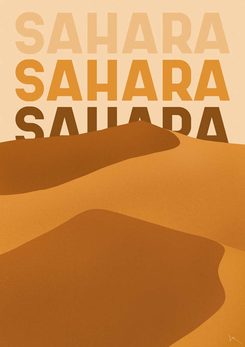 Sahara - Beigefarbenes Sahara-Poster.