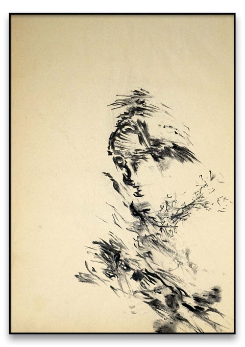 Ein ausdrucksstarkes Schattenporträt einer Frau in Schwarz-Weiß.