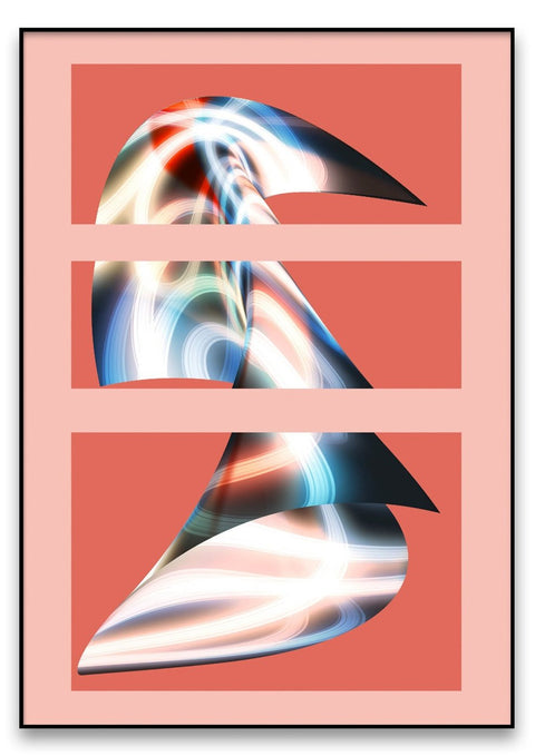Ein abstraktes Gemälde eines Buchstabens Z mit Spacebird auf rosa Hintergrund.