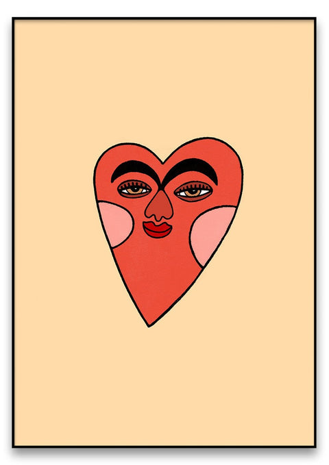 Eine Zeichnung von Spread Love mit einem Gesicht darauf.