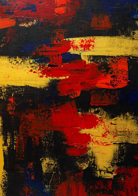 Ein abstraktes Torna a casa mit roten, gelben und blauen Farben.