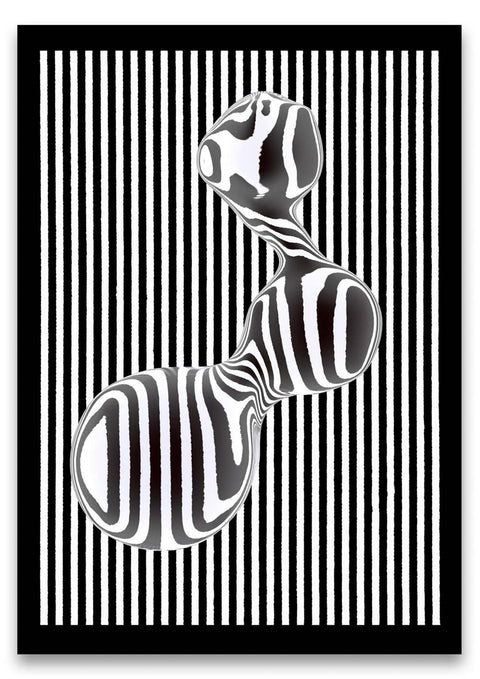 Ein schwarz-weißer Zebradruck auf einem surrealen Wasserbubble 1-Hintergrund.