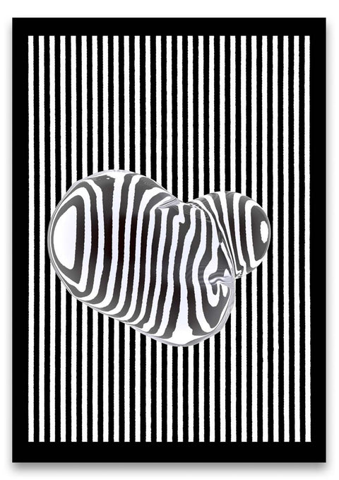 Ein schwarz-weißes Zebrastreifenmuster auf schwarzem Hintergrund Wasserblase 3.