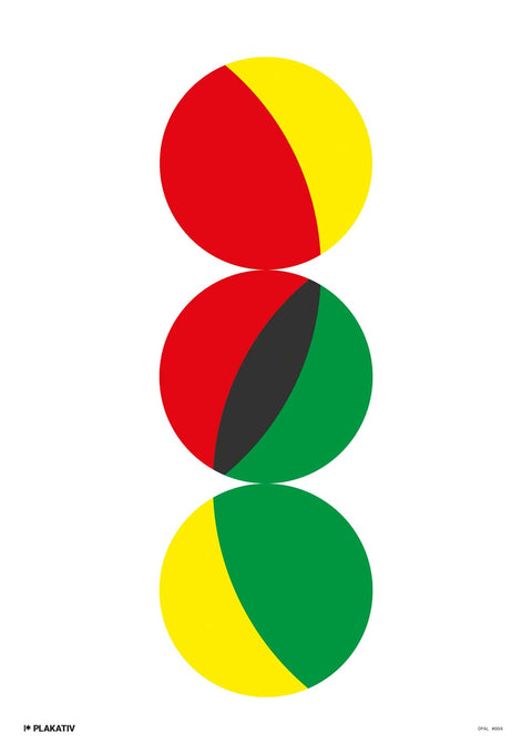 Eine grafische Darstellung eines Verkehrslichts mit roten, gelben und grünen Kreisen opal004.