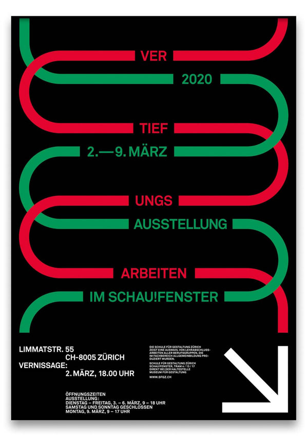 Eine Vertiefungsarbeiten 2020 2 mit einem roten, grünen und schwarzen Design.